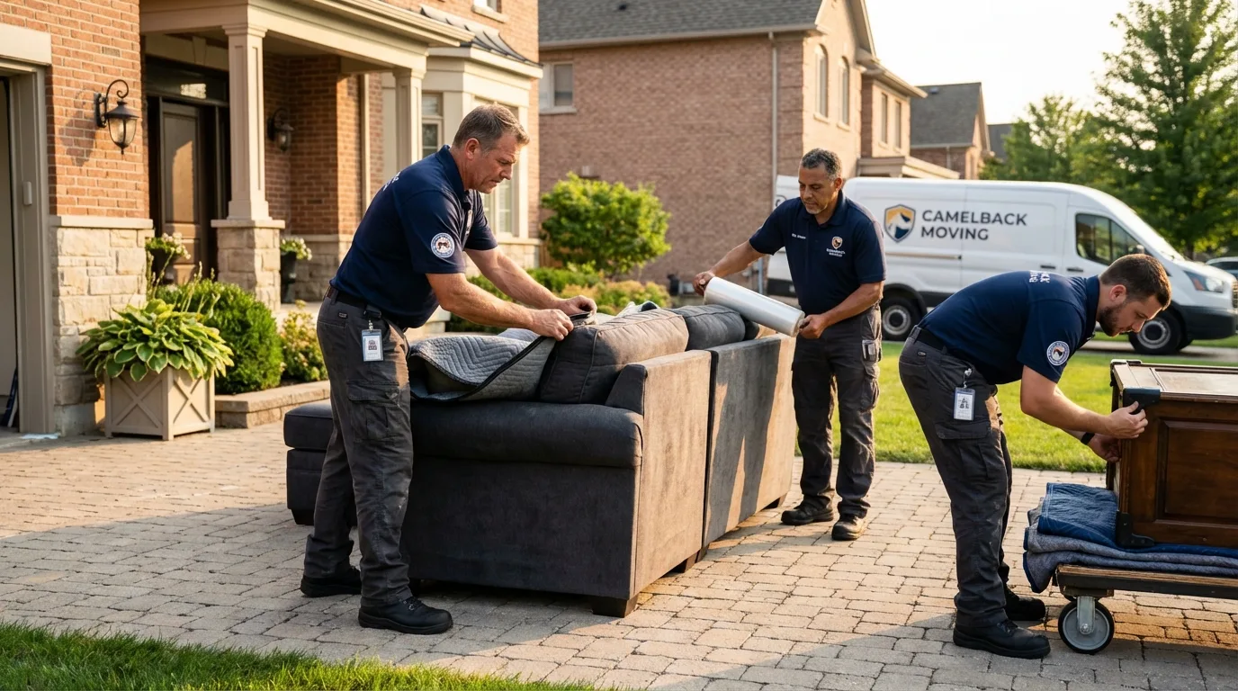 Large estate moving crew wrapping furniture in Edgard, LA